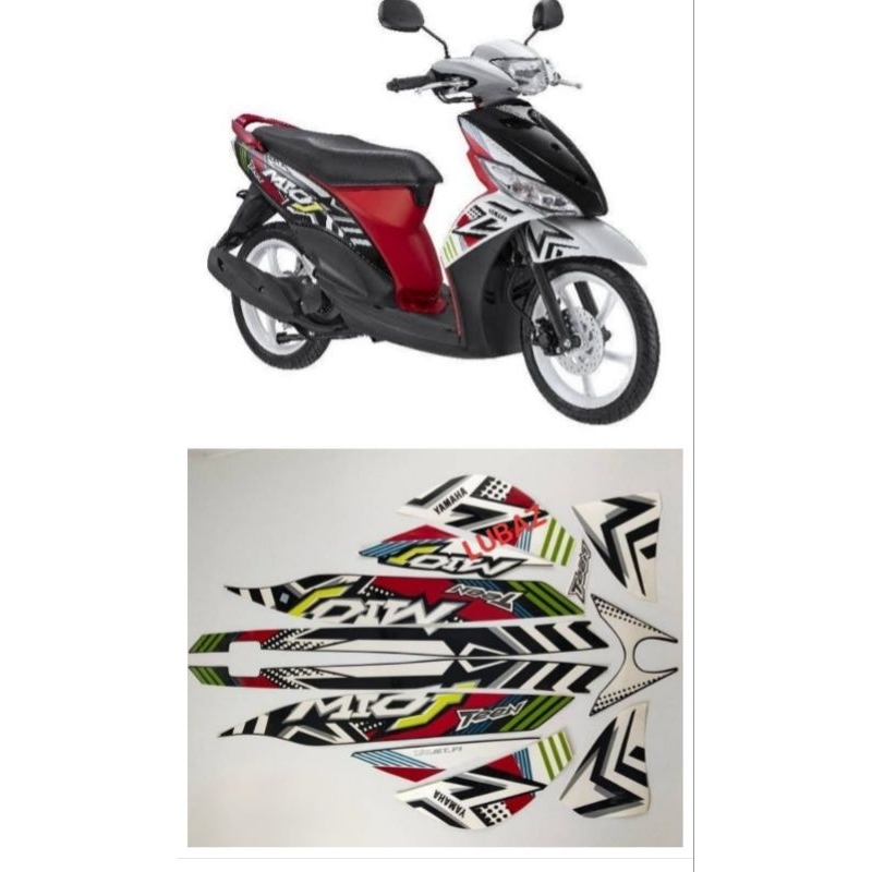 Striping Sticker Stiker Lis les decal standar motor Yamaha Mio j teen putih hitam