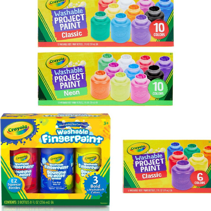 

KF7 Crayola Washable Fingeaint Finger Kids Paint Classic Colors Color 3 6 1