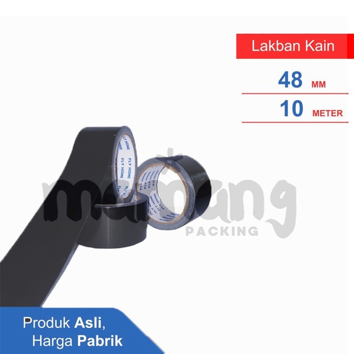 

Lakban jilid/kain hitam 10meter 48mm x 10m 1 roll cloth tape ukuran full