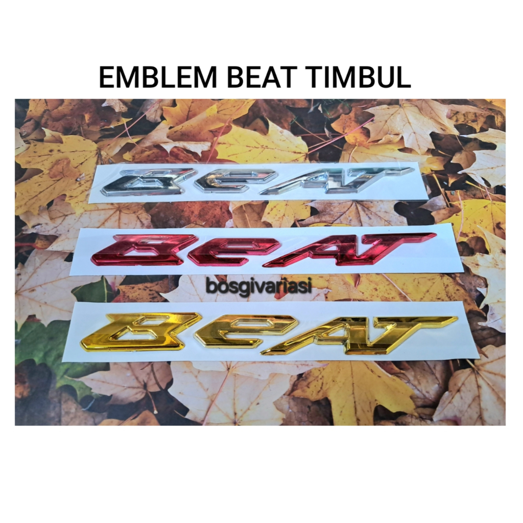 Emblem timbul beat gold chrom merah / emblem motor beat sudah dengan prekat nya deluxe / emblem hond