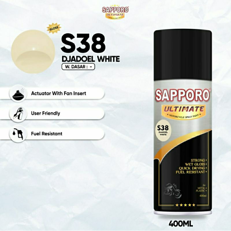 #MAU# Cat Semprot Sapporo Ultimate S38 Djadoel White 400ml Putih Jadul Kuno Cat Spray Duco Sapporo P