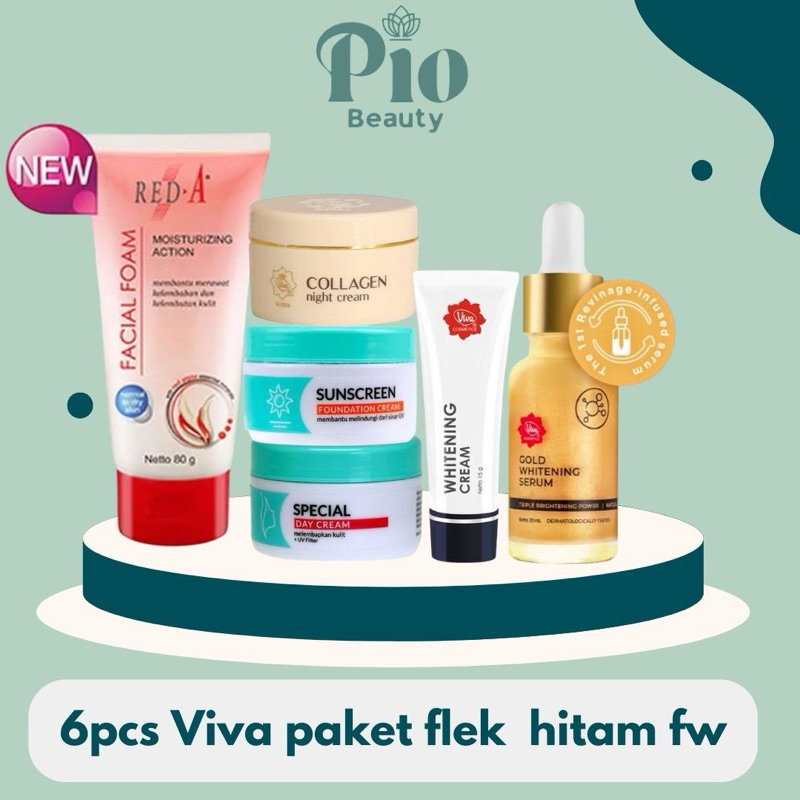 VIVA PAKET flek hitam bandel mencerahkan menglowingkam untuk daily lengkap 6in1 facial wash red A  V