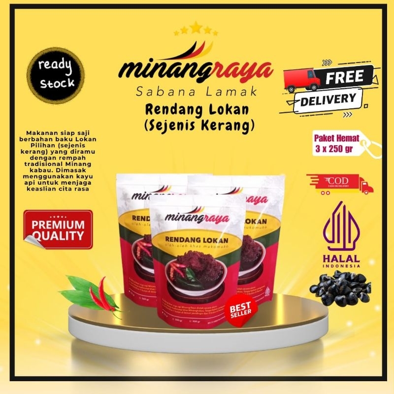 

rendang lokan kerang minang raya original makanan siap saji halal enak kemasan triple 250 gr