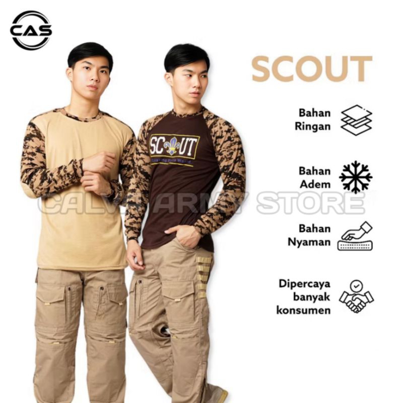 BAJU KAOS LORENG PRAMUKA SABLON LENGAN PANJANG MODEL TERBARU