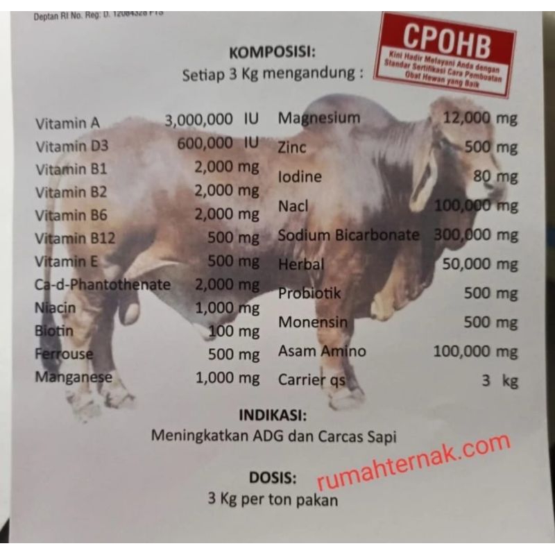 Premix Sapi Potong GF-82 new Grower 25kg
