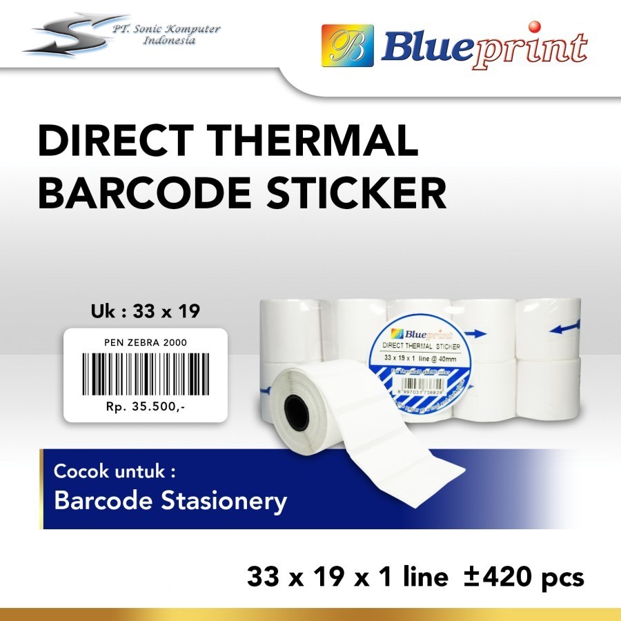 

Direct Thermal Sticker / Label Stiker BLUEPRINT 33x19x1 Line