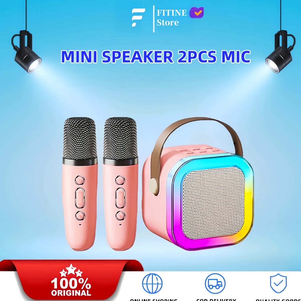 TOPSALE FITINE 2pcs Mic Mini Speaker K12 Speaker Bluetooth Plus 2 Mikrofon Karaoke ET Mesin KTV Mini