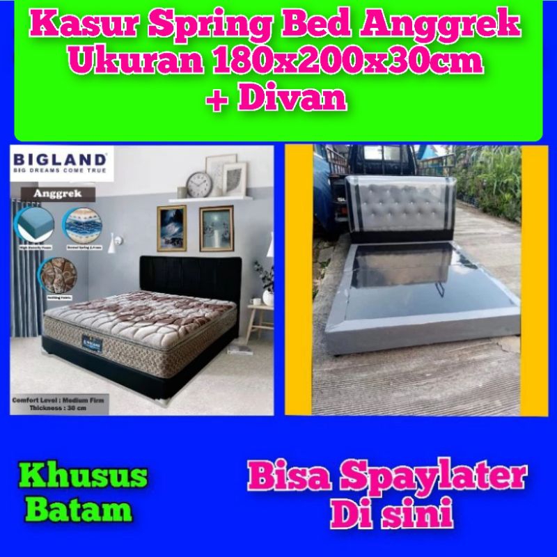 KASUR SPRING BED BIGLAND ANGGREK+ DIVAN (KING 180x200x30cm) KHUSUS BATAM