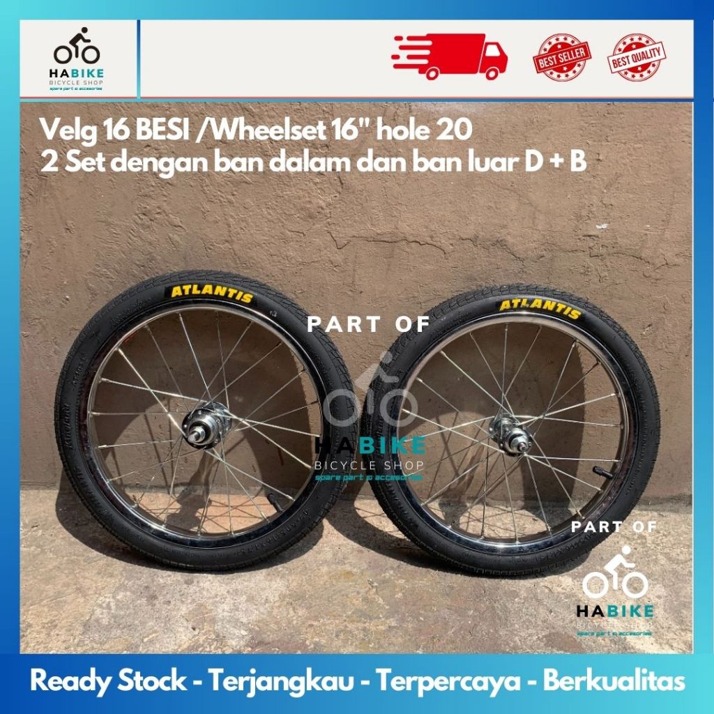 Velg Besi Jadi 1 Set Dengan Ban Luar Dalam Ukuran 16" Wheelset Besi Jadi FULLSET Sepeda Anak Ukuran 