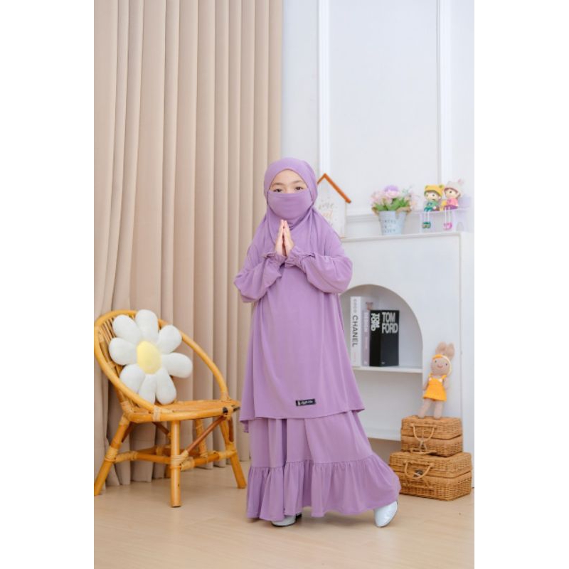 Gamis Anak Perempuan Usia 1-11 Tahun warna ungu Bahan Jersey Ity Gamis Anak Set FK Full Cadar by Nay