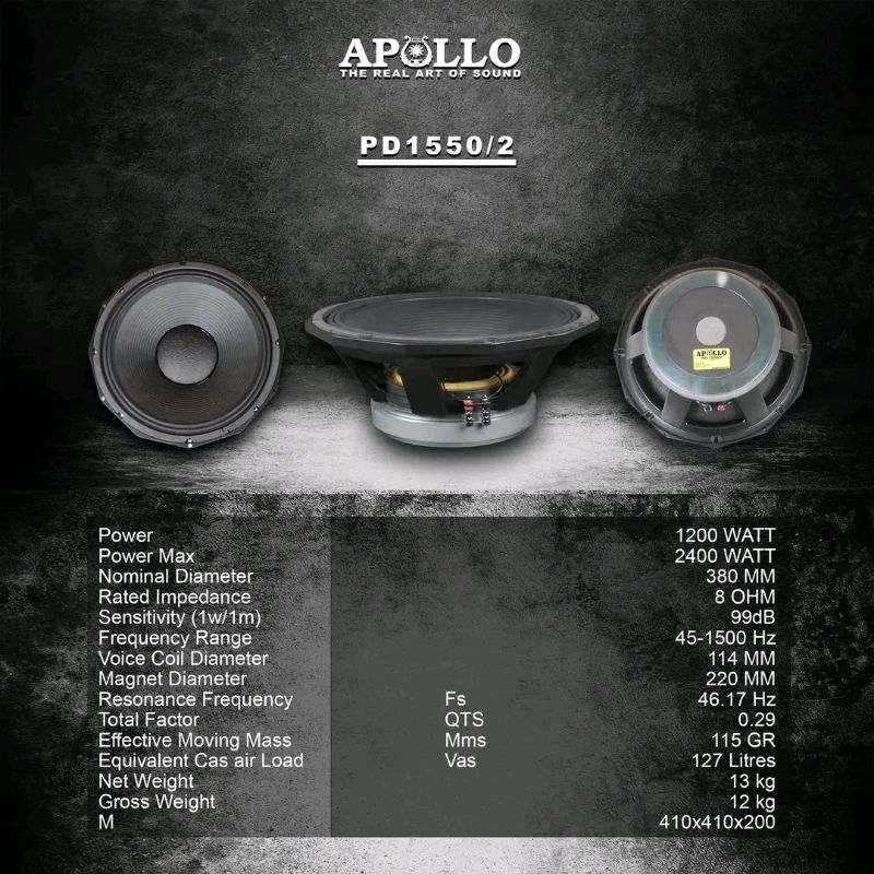 SPEAKER 15 INCH APOLLO PD1550/2 ORIGINAL