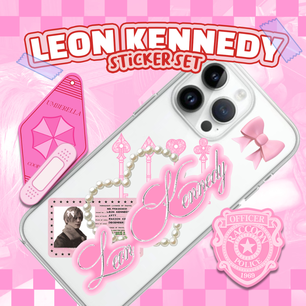 

LEON KENNEDY pink coquette sticker pack for phone case, laptop, ipad, journal