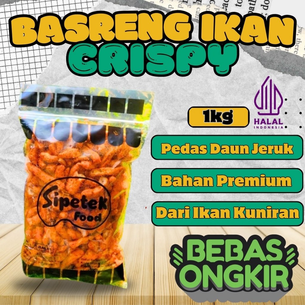 

Cemilan Pedas Basreng Ikan Sipetek Kering Crispy Rasa Pedas Daun Jeruk Spesial Kriuk Renyah Isi 1KG