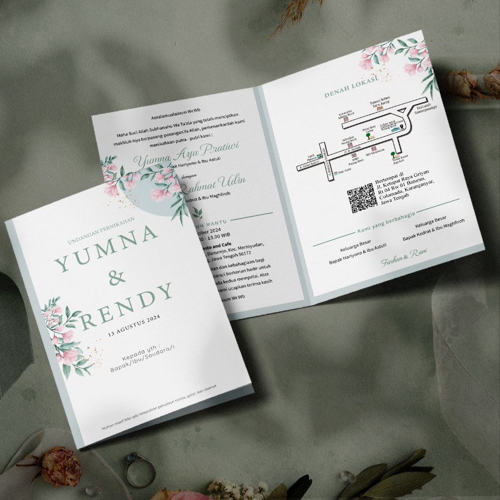 Undangan pernikahan elegan, mewah, matt jasmine