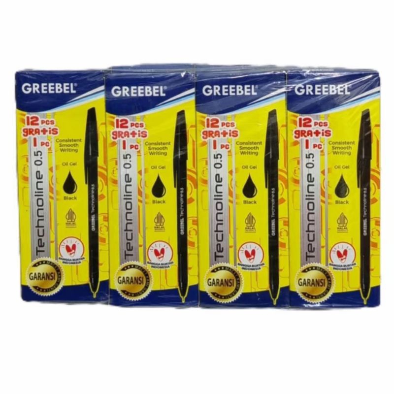 

promo 1pak+1pcs pulpen grembel thechnoline 0.5 hitam