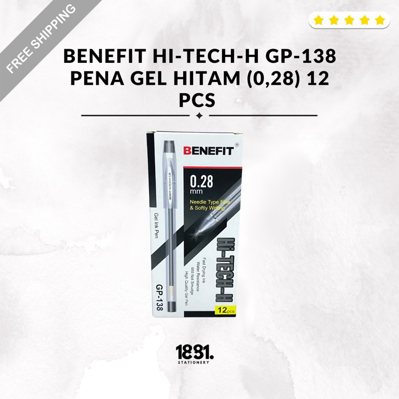 

Pulpen Gel Benefit Hi-Tech-H Gp-138 | Pulpen Gel Tahan Air Benefit | Pulpen Gel Benefit Tinta Hitam (0,28mm) 12 Pcs