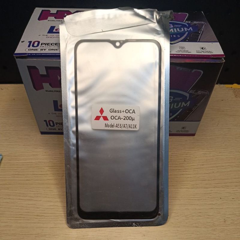 kaca lcd luar Oppo a5s glass+ oca Oppo a12 kaca lcd realme 3
