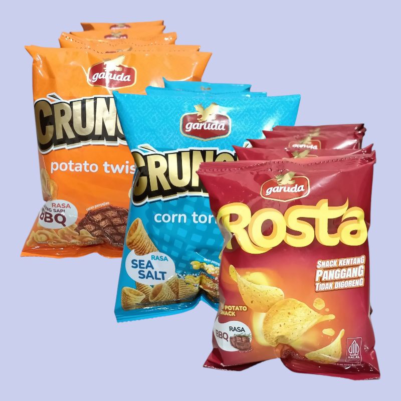 

Garuda Potato Rosta Twister BBQ & Sea Salt Snack Kentang 15gr (10 pcs/renceng)