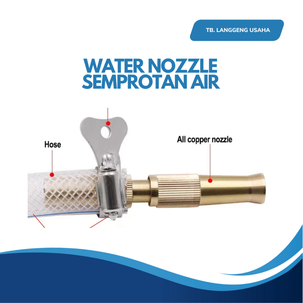 Water Nozzle Semprotan Air Lurus Kuningan/Nozzle Kepala Cuci Mobil/Brass Sprayer Nozzle