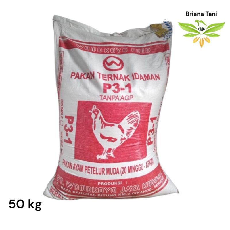 ￼Karungan PAKAN P3-1 50 Kg Pakan Ayam Petelur Muda 20 Minggu - Afkir WONOKOYO JAYA KUSUMA