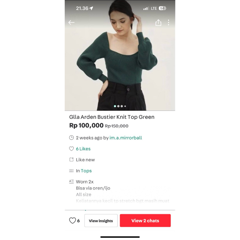glla knit top green
