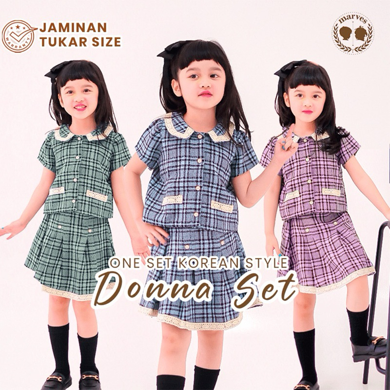 donna setelan anak perempuan bahan tweed