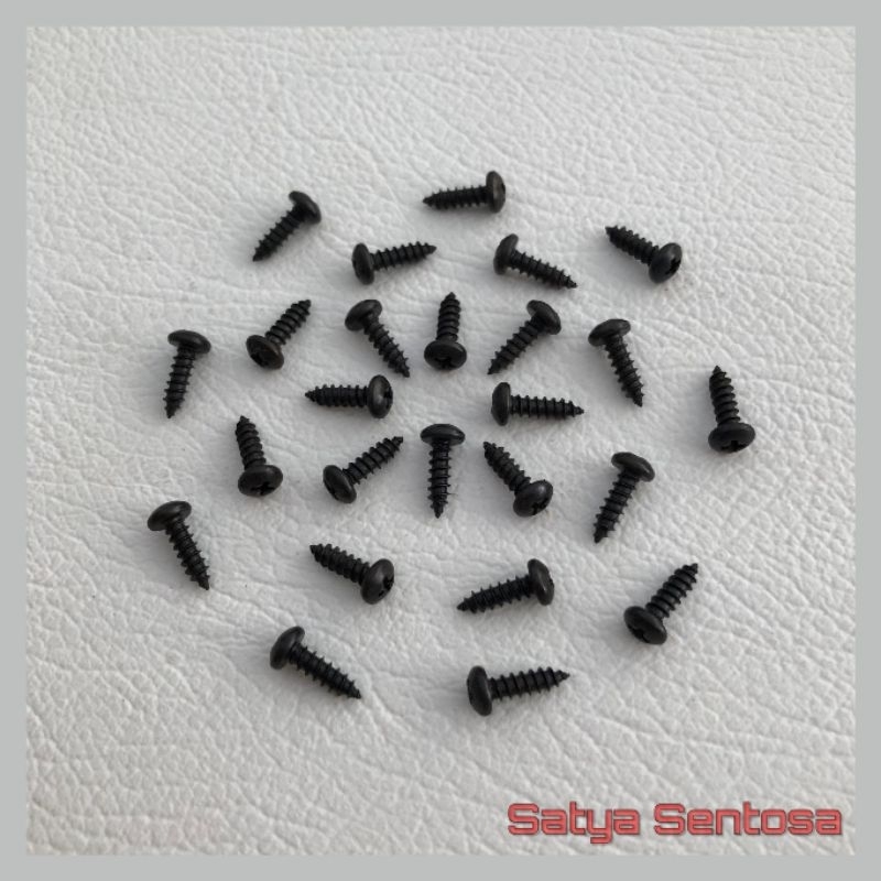 Skrup / Sekrup Hitam Kecil 4x3/8" PH Tapping Screw Kepala Bulat (100 pcs)