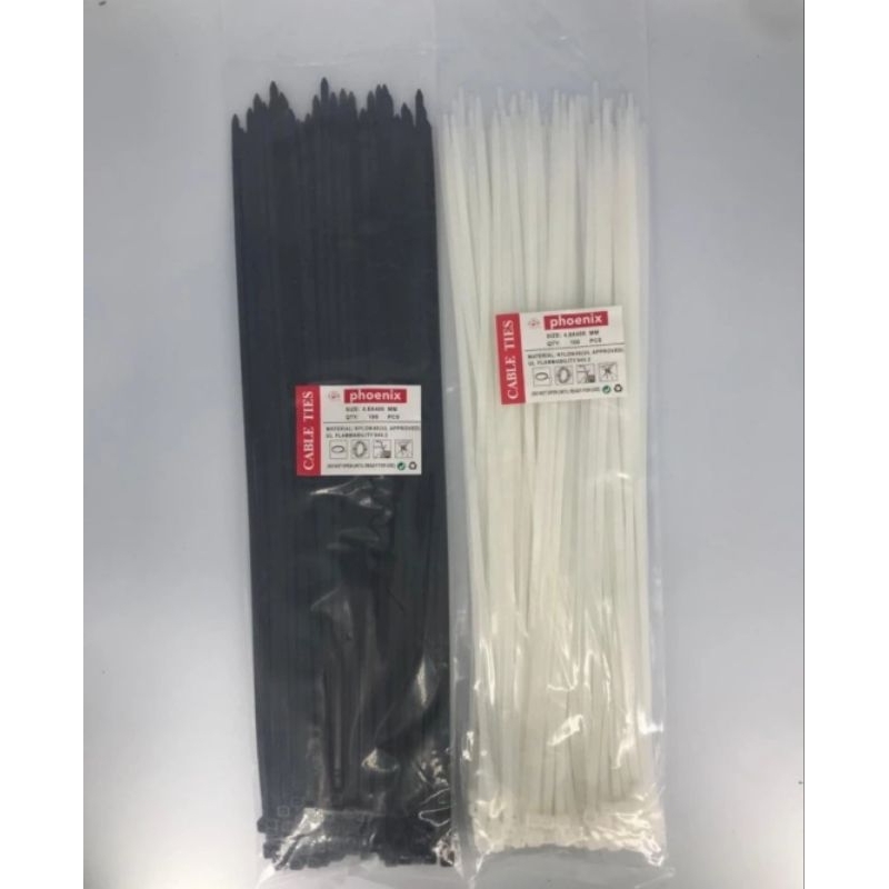 

kabel tis ties tali kabel tarik 4,8 / 5,4 x 400 40cm hitam putih perpak
