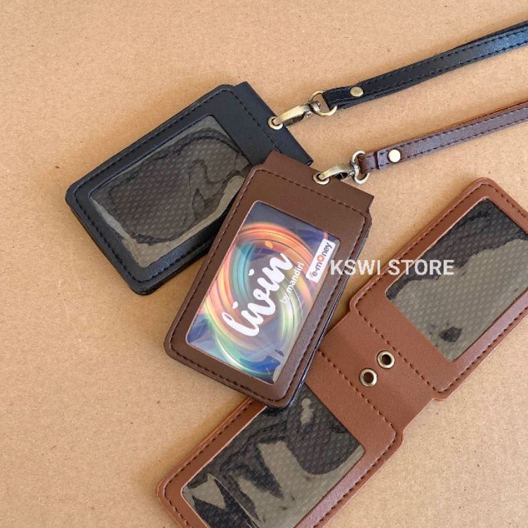 

Lebih Bagus ID Card Holder Kulit Magnet Flip 2 sisi Name Tag Holder kulit MM2