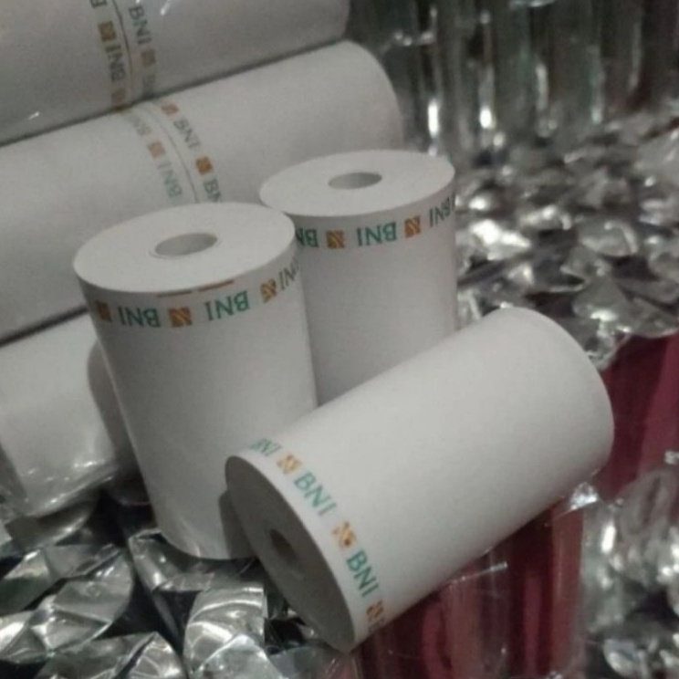 

Ready Ekonomis Kertas struk kasir edc logo BANK BNI 5857x4mm paket 1 pcs