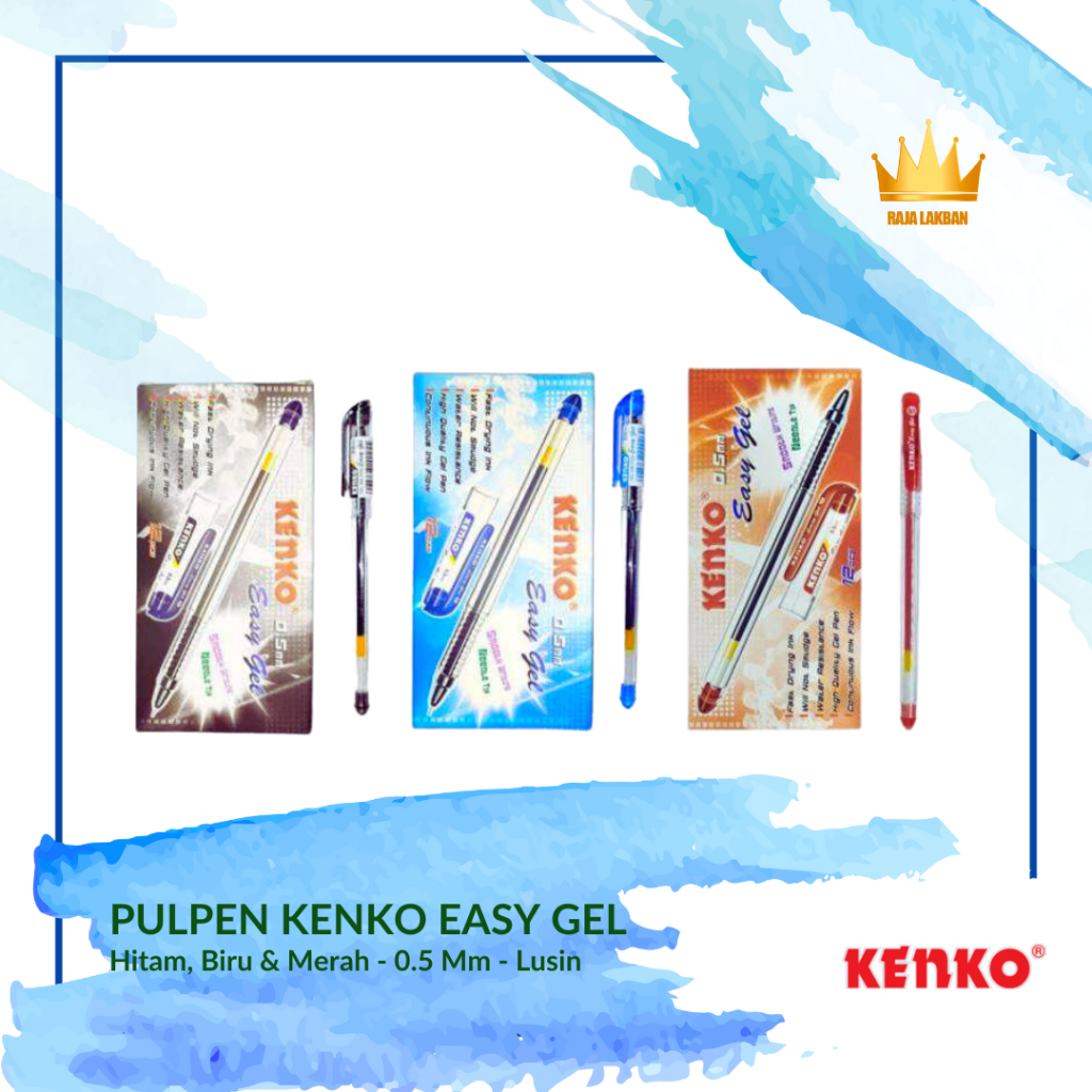 

Lusin - Pulpen Tulis Ballpoint Kenko Easy Gel 0.5mm/ Hitam - Merah- Biru