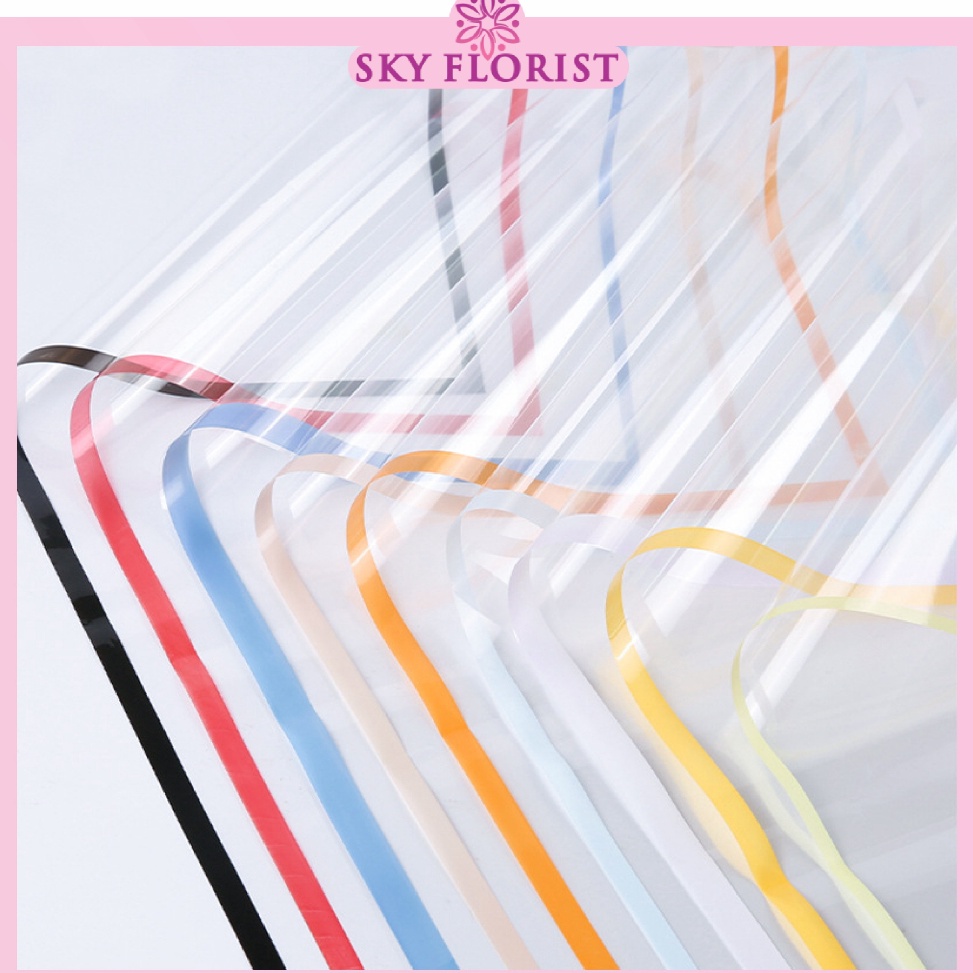 

Murah Terkeren 2 LEMBAR Flower Wrapping Transparant Line Color Kertas Buket Bunga Cellophane KB67