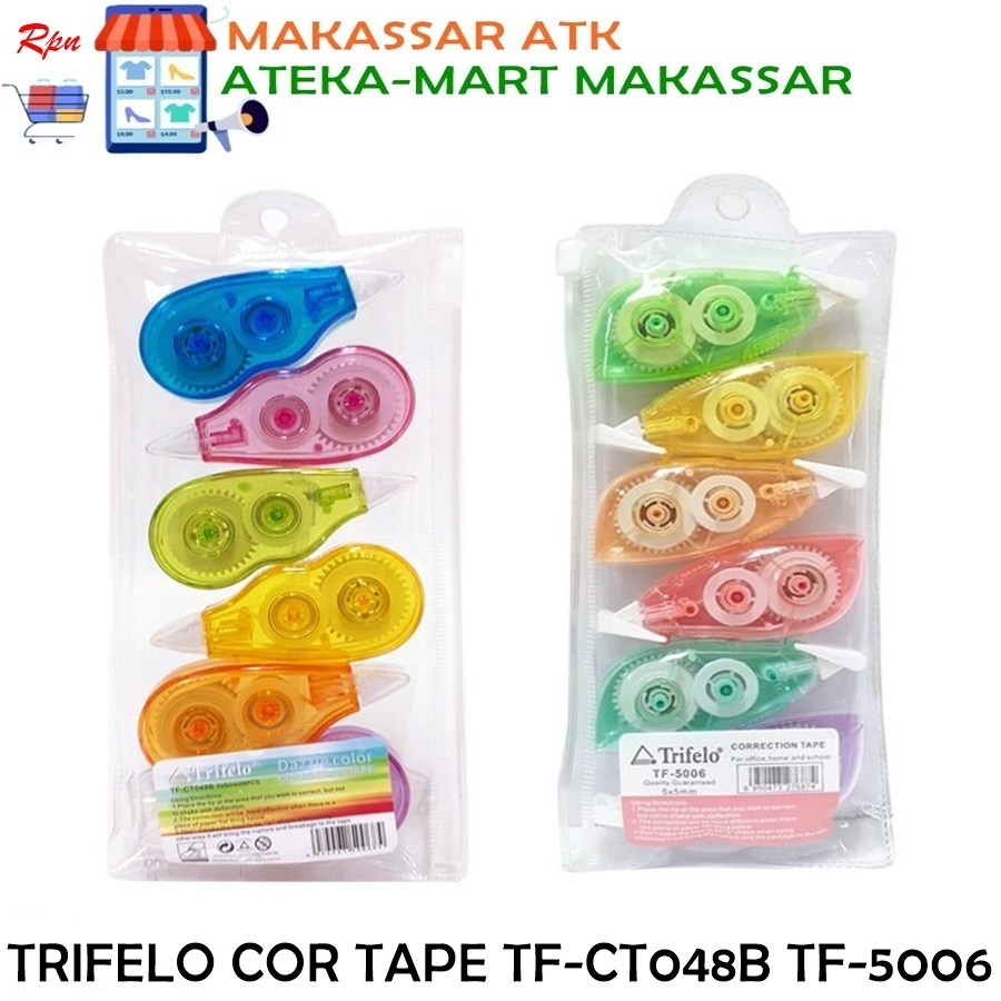 

[1 SET/6PCS] TRIFELO COR TAPE TF-CT048B TF-5006 5 METER TIP EX KERTAS