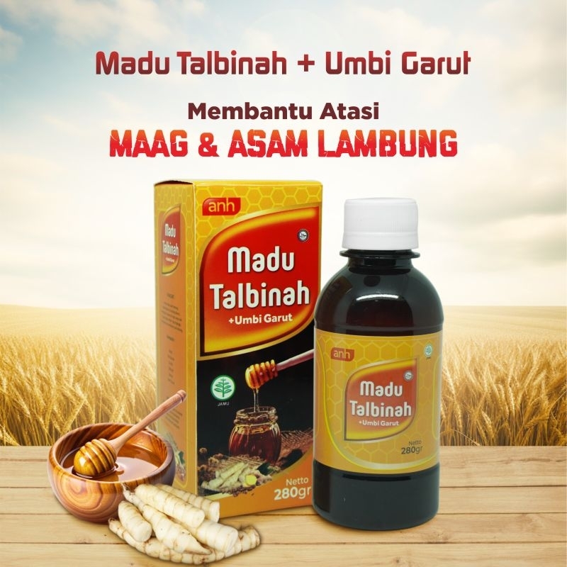 

Anh Madu Talbinah 280gr campuran antara madu, talbinah + umbi garut dan beberapa herbal lainnya, yang sangat efektif untuk meredakan asam lambung dan membantu memelihara kesehatan pencernaan