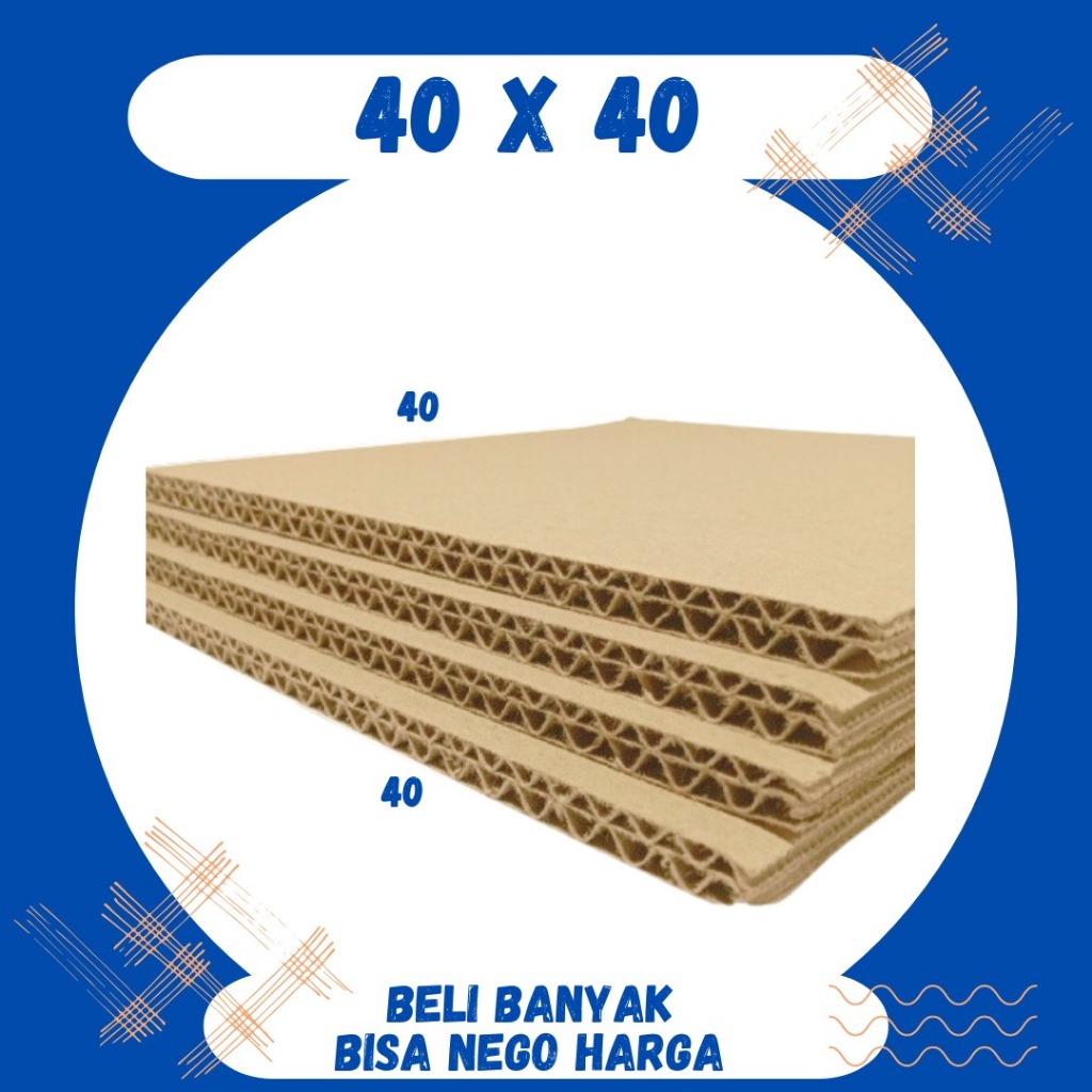 

Kardus Lembaran 40x40 / 40x30 / 40x20 / 40x10 Sheet Polos Double Wall Packing Karton Coklat Warna Packing