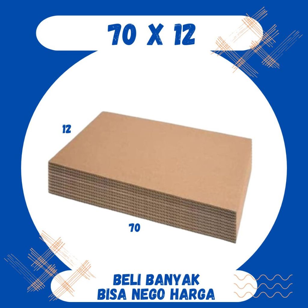 

Kardus Lembaran 70x12 / 60x12 / 50x12 / 40x12 Sheet Polos Single Wall Packing Karton Coklat Warna Packing