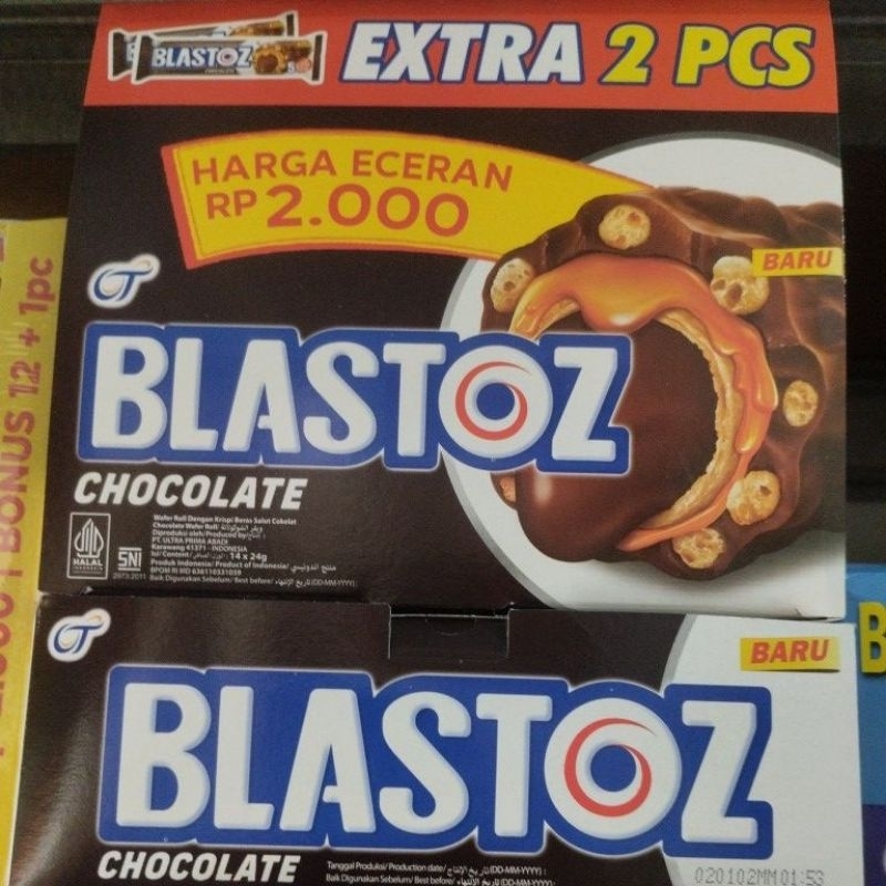 

blastoz chocolate 1pak isi 12pcs bonus 2pcs 24gr