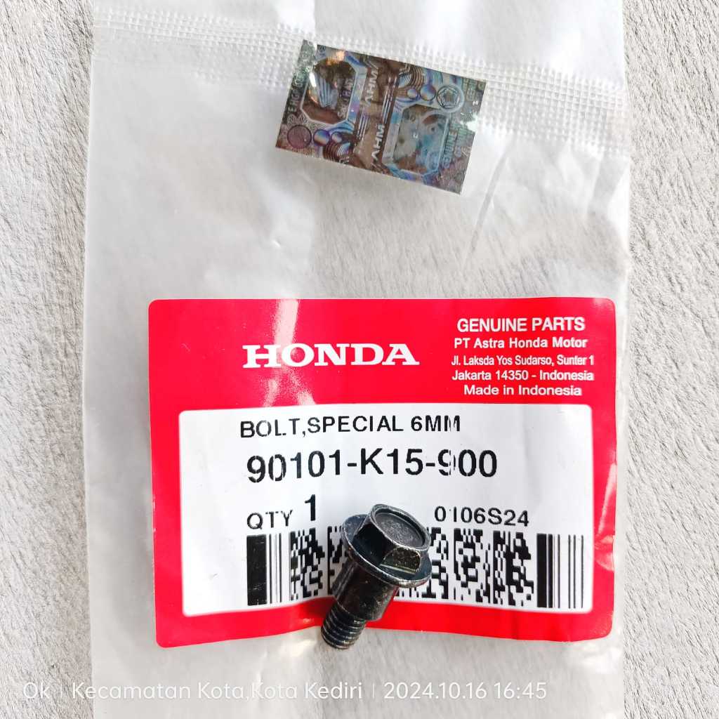 Bolt Special 6MM - Baut Floor Step Lantai BeAT-Scoopy LED Genio Stylo-Vario 160 Ori AHM 90101-K15-90