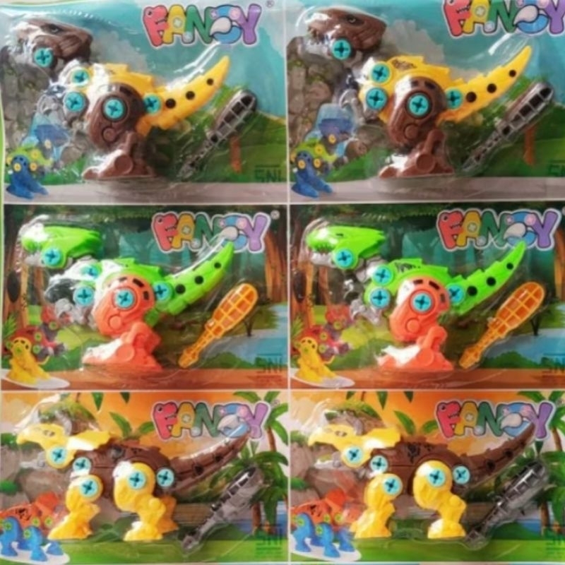 DINO DIY Fancy MC460 isi 8 Mainan Anak Bongkar Padang Robot Dinosaurus Viral Topper Hiasan Dekorasi 