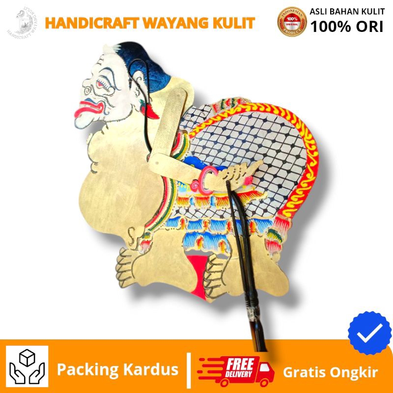 HANDICRAFT WAYANG KULIT | Wayang Kulit Semar Emas Gapit Sungu Alusan Ukuran Standar Dalang
