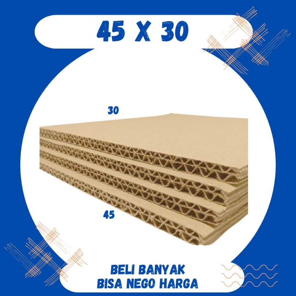 

Sheet 45x30 / 45x20 / 45x10 Lembaran Bahan Polos Double Wall Kardus Coklat Karton Packing