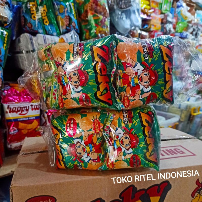 

Chiki Zeky Berhadiah (1 Dus isi 40 pcs)/Snack Ciki Zeky Berhadiah Kejutan/Ciki Berhadiah Zeky Rasa Kari Ayam