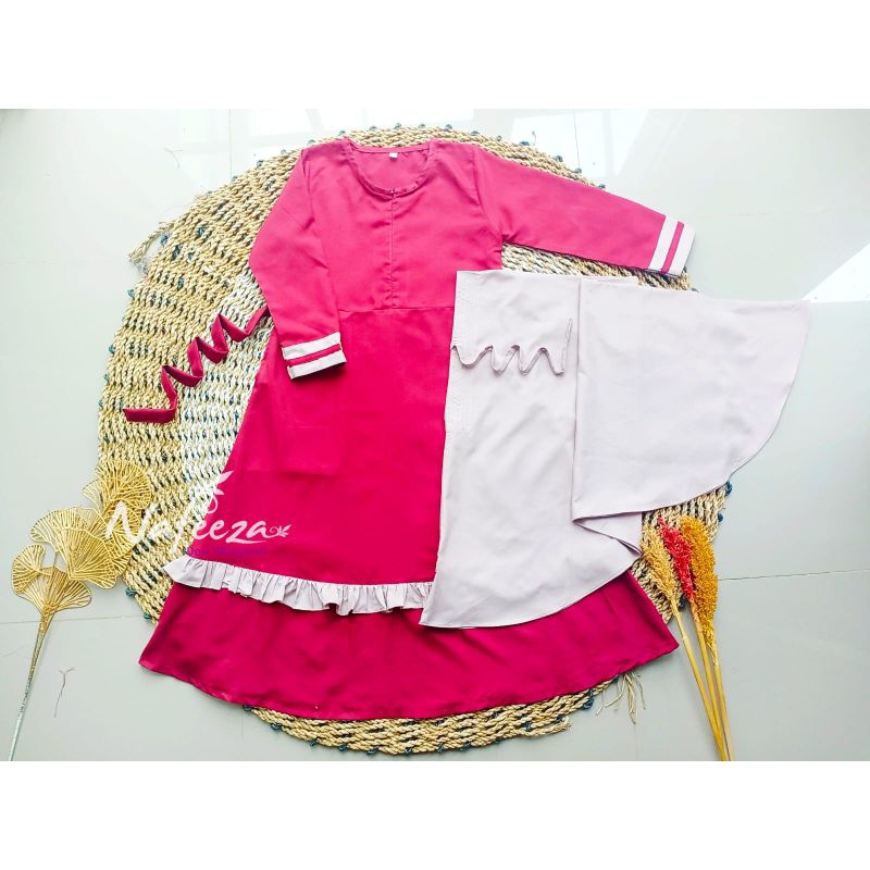 Seragam TPA Anak Set Gamis Jilbab Hijab Kerudung Setelan Koko Kemeja Atasan Tunik Set Katun Micro To