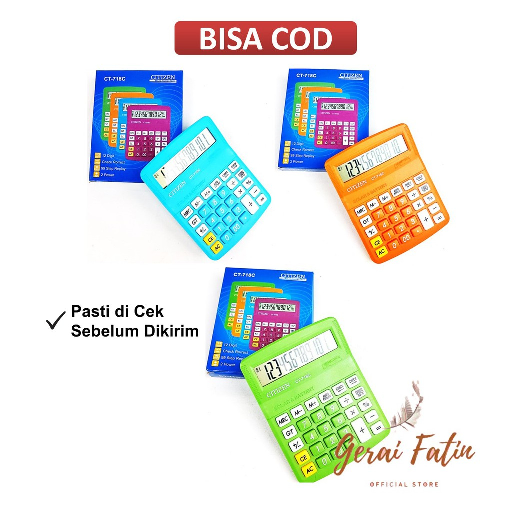 

Kalkulator Dagang / Kalkulator Citizen CT-718 kalkulator Warna Kalkulator 12 Digit Harga Diskon