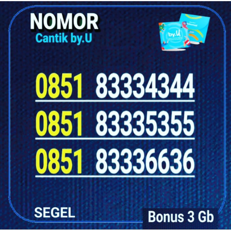 Nomor cantik perdana by.u byu Telkomsel