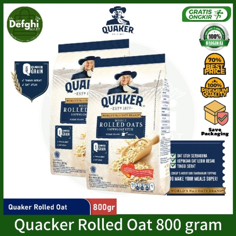 

QUAKER Rolled Oat 800gr - Oatmeal Cocok untuk diet
