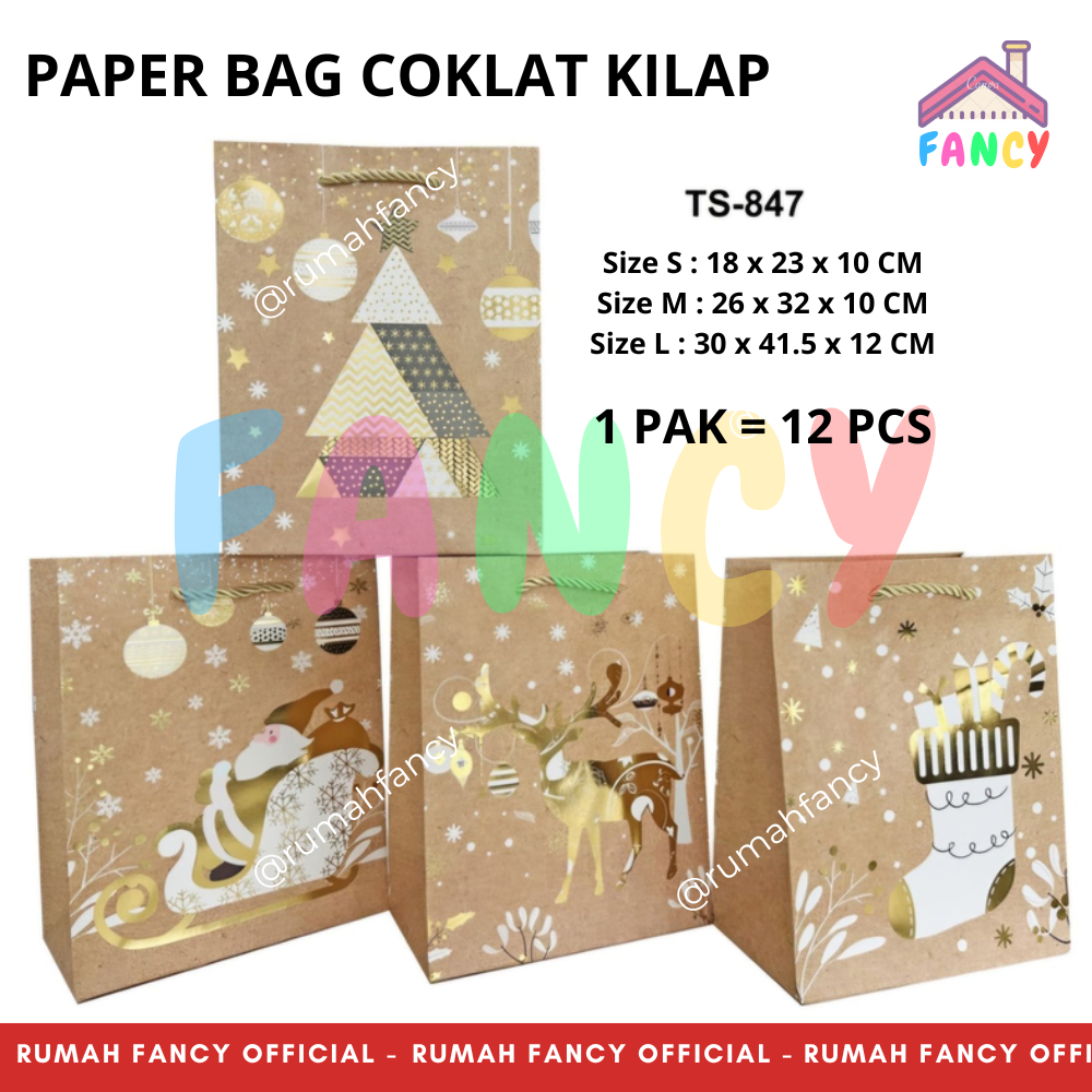 

[GROSIR] 1 PAK ISI 12 PCS Paper Bag / Goodie Bag / Hand Bag PREMIUM GLOSSY KILAP MOTIF NATAL CHRISTMAS Bahan Tebal Kertas Premium Motif Natal Christmas Elegan Glamor