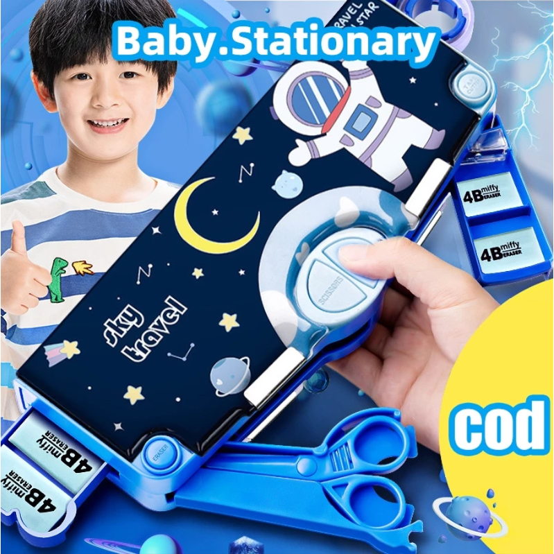 

【COD】KEKE Kotak Alat Tulis/Kotak Pensil Pola Kartun Rautan Kapasitas/Tempat Pensil Dua Lapis Bahan Plastik Multifungsi Untuk Anak /alatctulis aesthetic