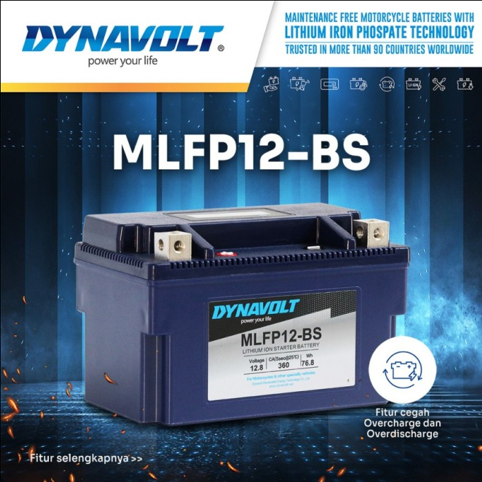 Aki Dynavolt Lithium LFPO MLFP12BS XMAX(Custom), ZX25R, CBR1000 , R6 R1