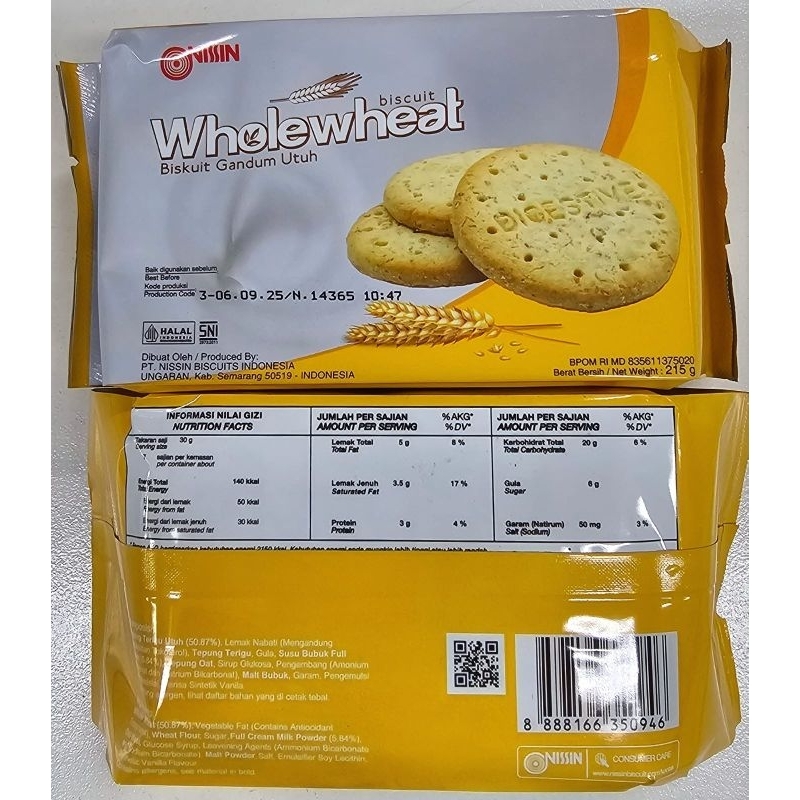 

Nissin Wholewheat biscuit gandum utuh 215 gr